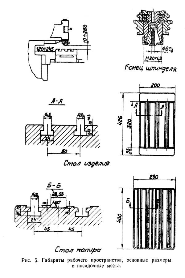 6Л463 Габаритные розміри робочого простору гравировального верстата
